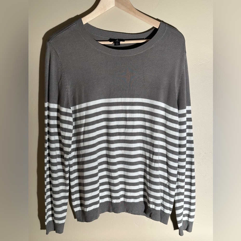 Jason Wu Gray & White Knit Crewneck Sweater – Women’s Large